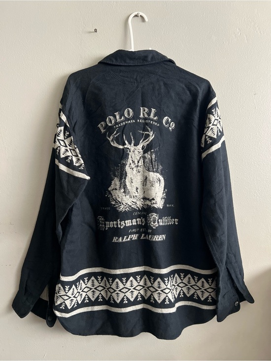 Polo Ralph Lauren Other - Polo Ralph Lauren Sportsman Outfitter Flannel Shirt Graphic Jacket Mens Black L